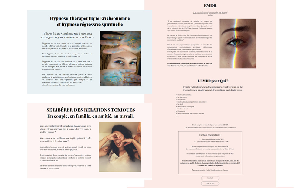 Site wix pour un thérapeute à Arcachon, Karen Le Mentec : hypnose et EMDR