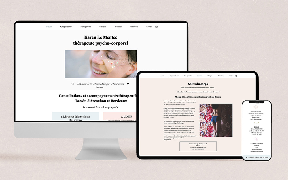 Création de site Wix pour thérapeute à Arcachon